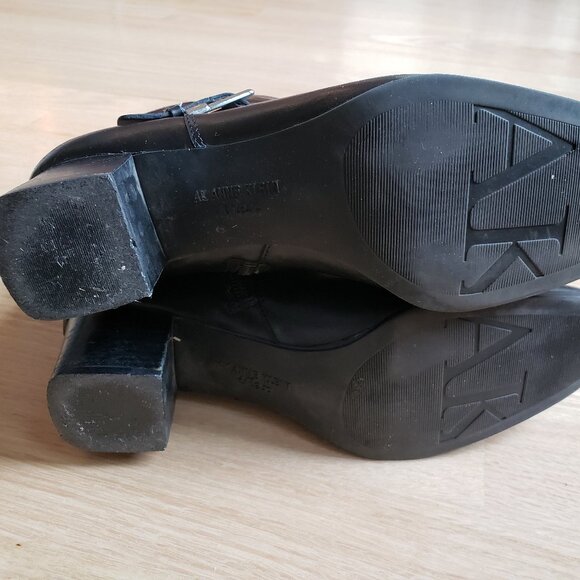 AK Forever Anne Klein I Flex Black Genuine Leather Zip Ankle Boots - Size 8 M - Picture 7 of 12